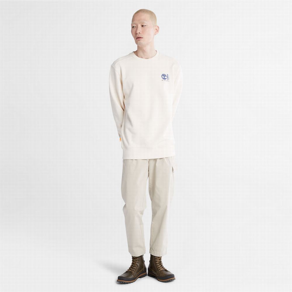 Pánské Mikiny Timberland Photographic Crewneck Bílé | TI83941-274