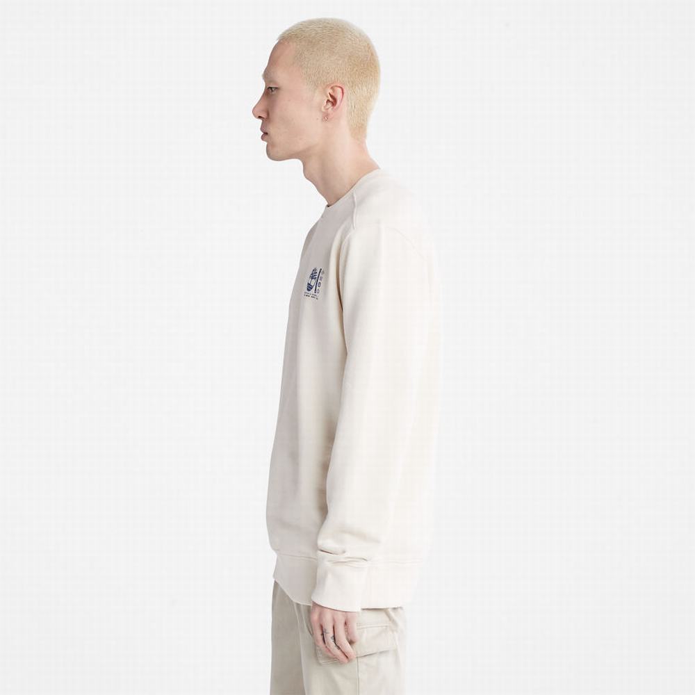 Pánské Mikiny Timberland Photographic Crewneck Bílé | TI83941-274