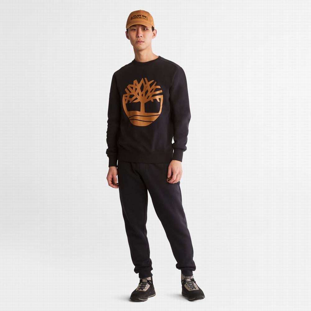 Pánské Mikiny Timberland Tree Logo Crewneck Černé Hnědé | TI93802-360