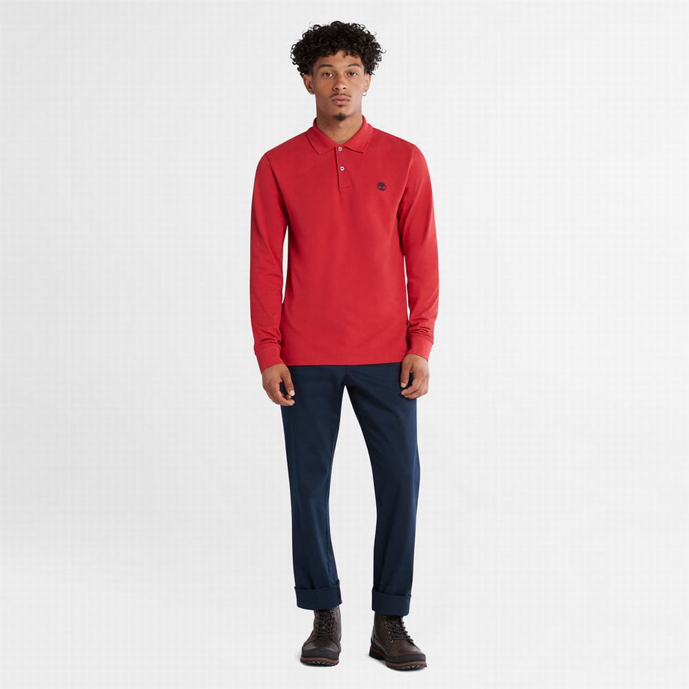 Pánské Polo Triko Timberland Millers River LS Červené | TI02784-243
