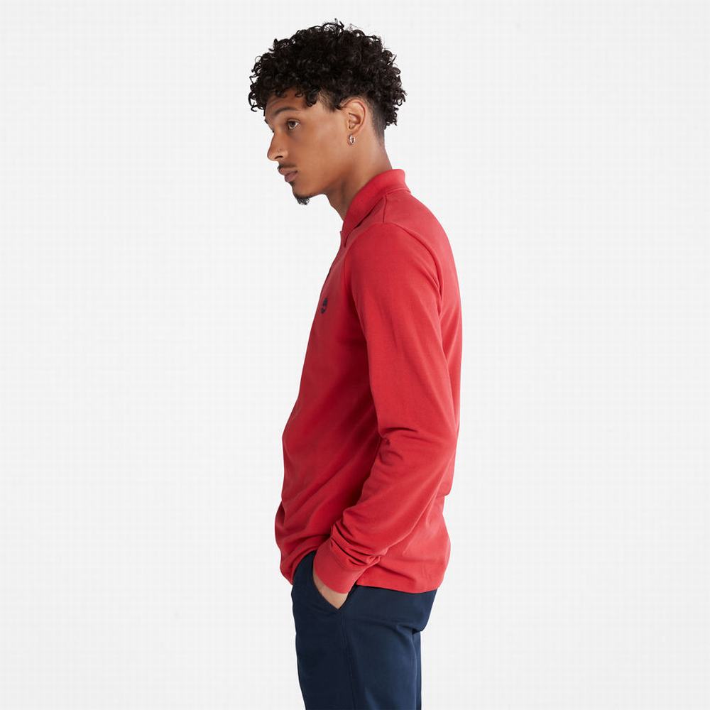 Pánské Polo Triko Timberland Millers River LS Červené | TI02784-243