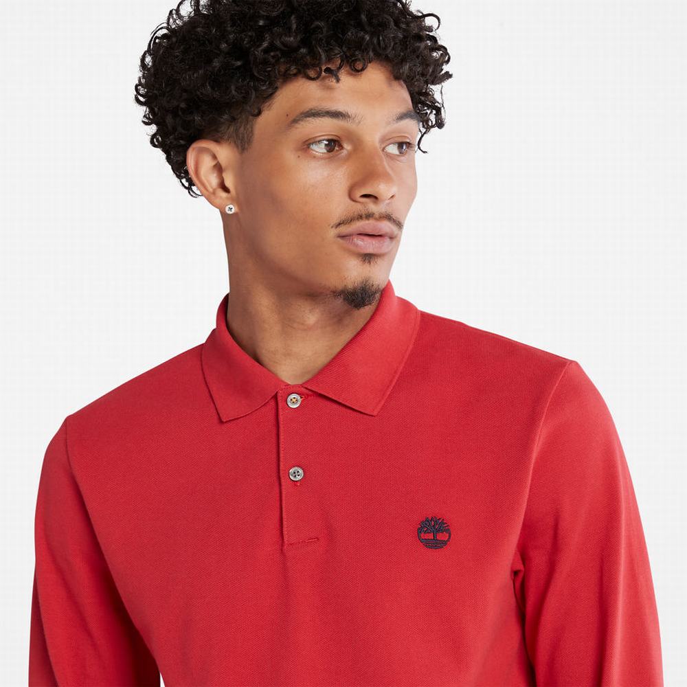 Pánské Polo Triko Timberland Millers River LS Červené | TI02784-243