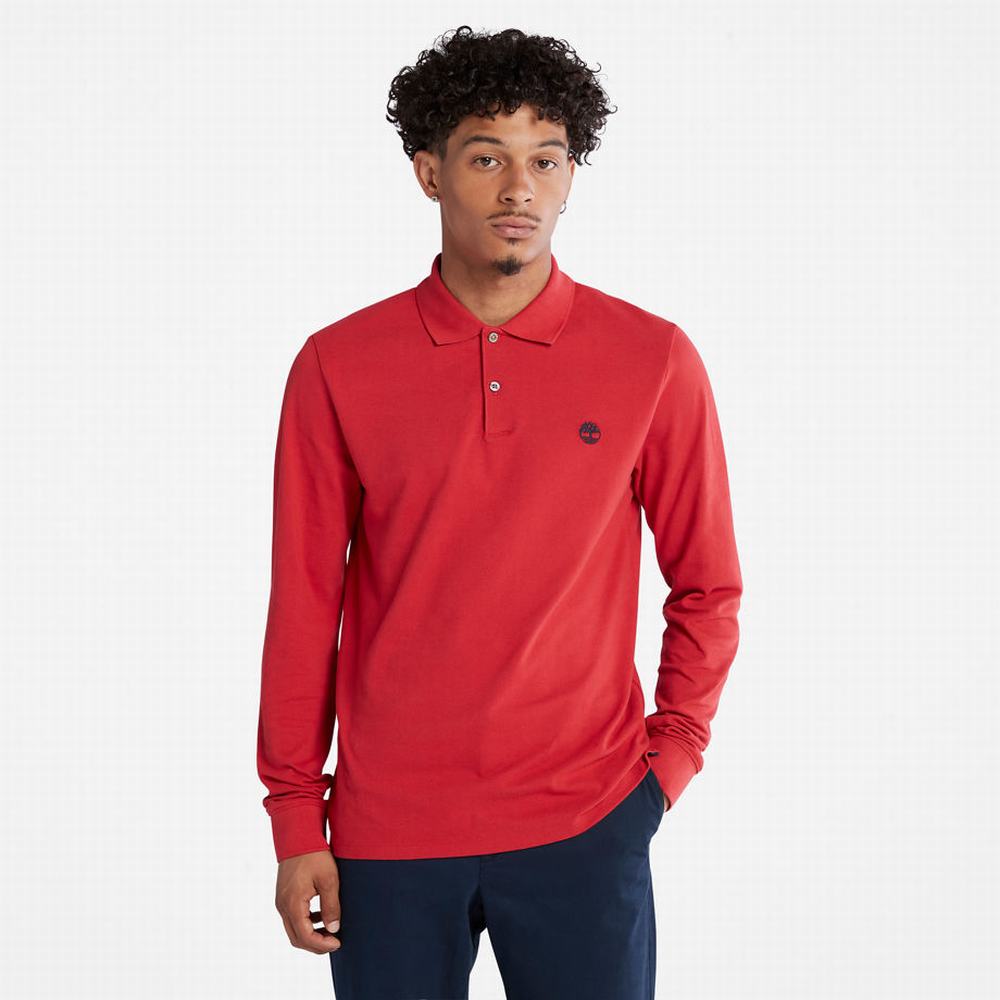 Pánské Polo Triko Timberland Millers River LS Červené | TI02784-243