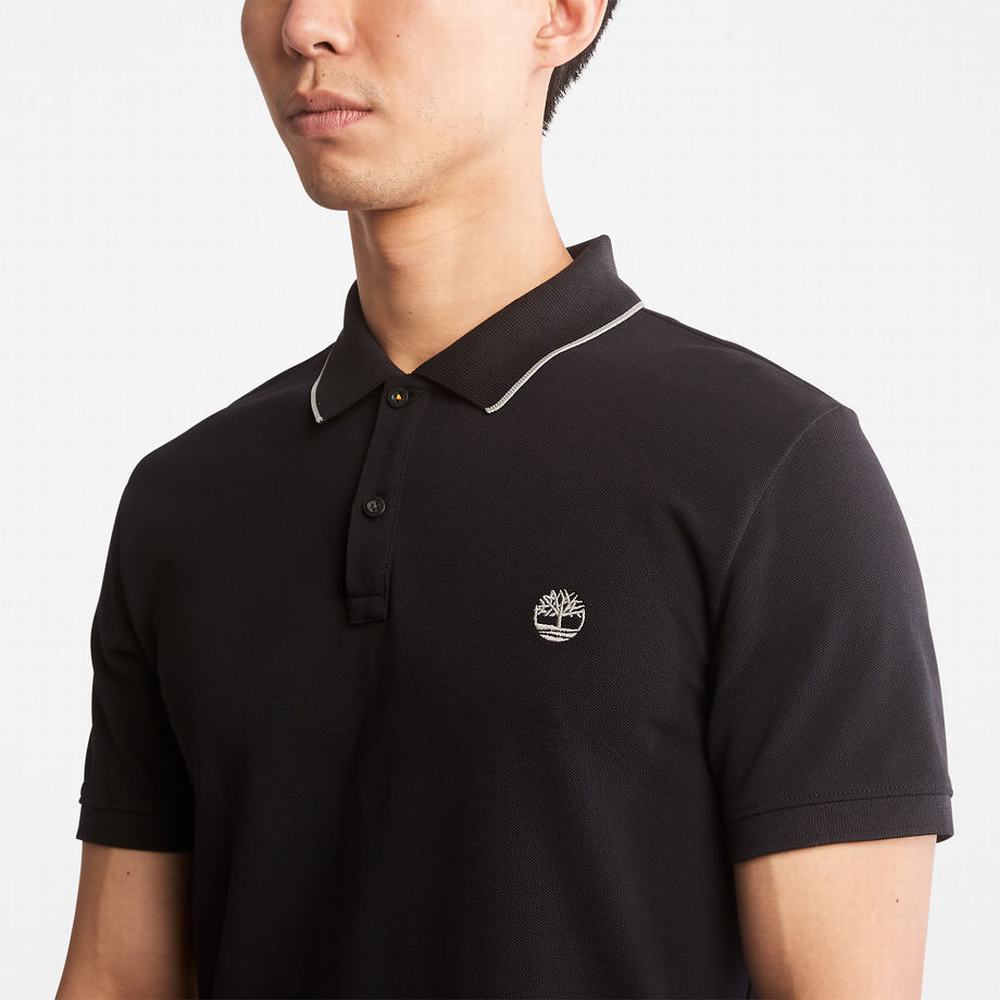 Pánské Polo Triko Timberland Millers River Print-Collar Černé | TI10347-673