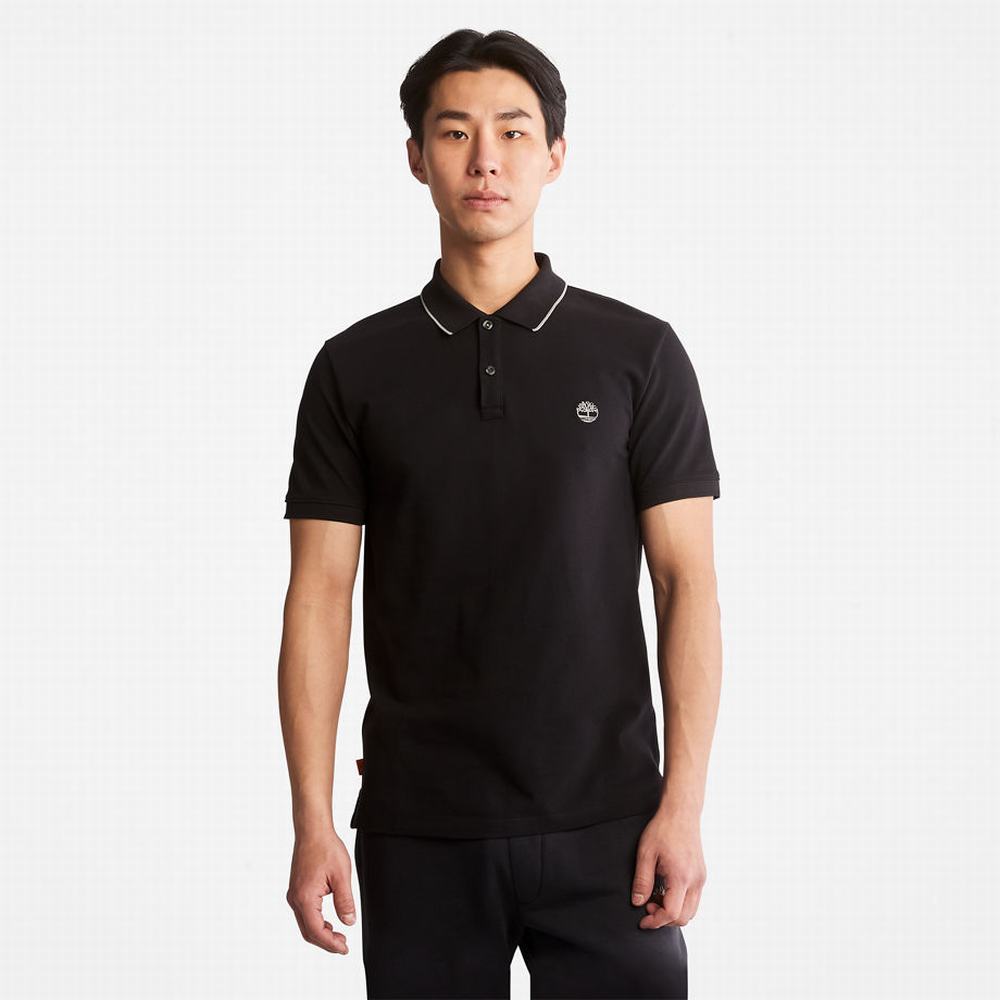 Pánské Polo Triko Timberland Millers River Print-Collar Černé | TI10347-673