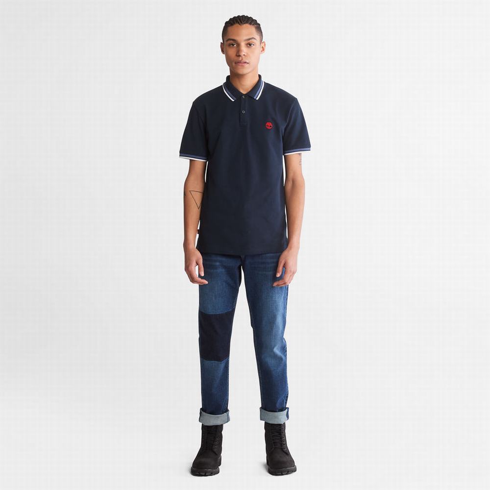 Pánské Polo Triko Timberland Millers River Tipped Tmavě Blankyt | TI14906-408