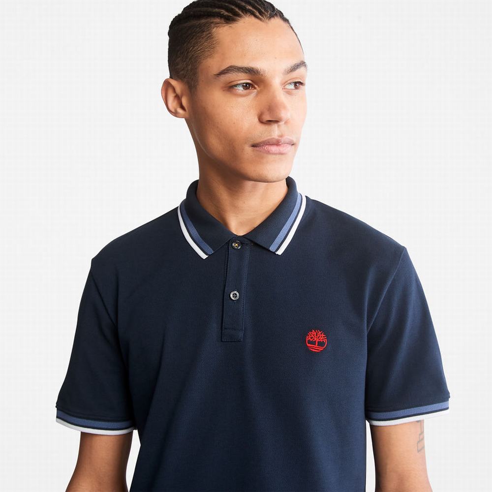 Pánské Polo Triko Timberland Millers River Tipped Tmavě Blankyt | TI14906-408