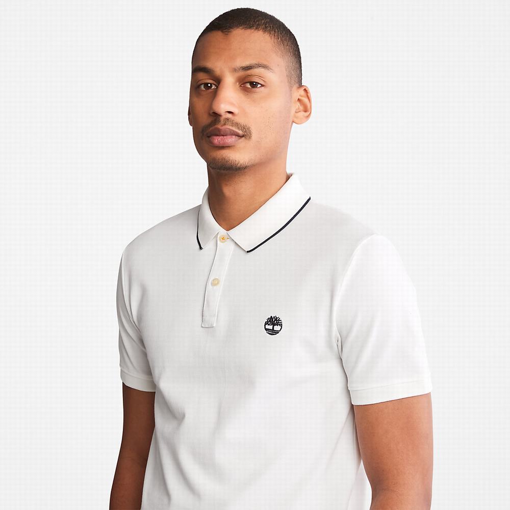 Pánské Polo Triko Timberland Millers River Print-Collar Bílé | TI17809-798