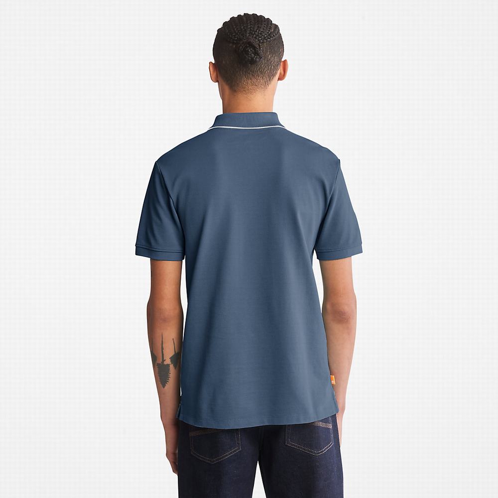 Pánské Polo Triko Timberland Millers River Print-Collar Tmavě Blankyt | TI26047-648