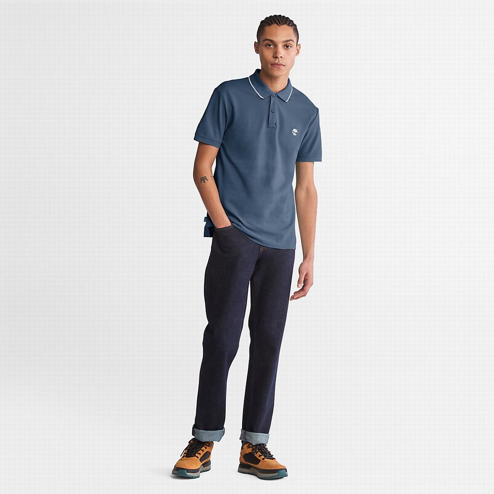 Pánské Polo Triko Timberland Millers River Print-Collar Tmavě Blankyt | TI26047-648