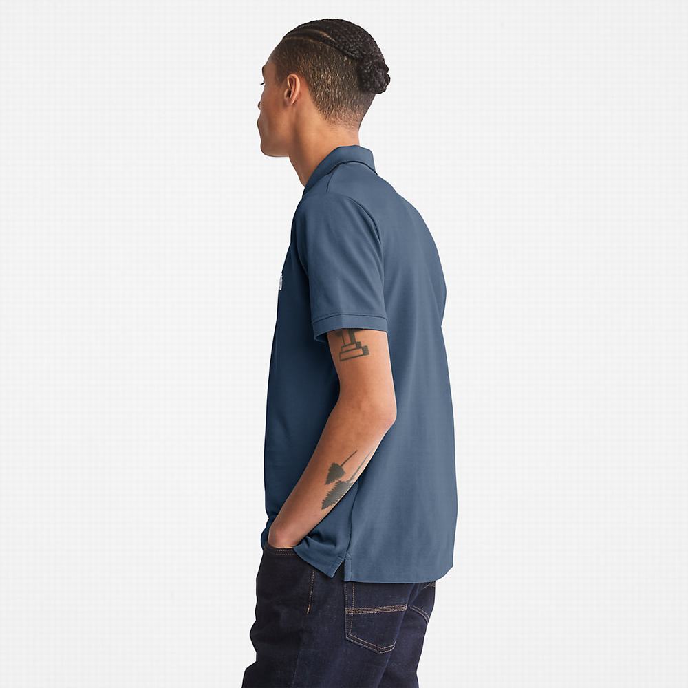Pánské Polo Triko Timberland Millers River Print-Collar Tmavě Blankyt | TI26047-648