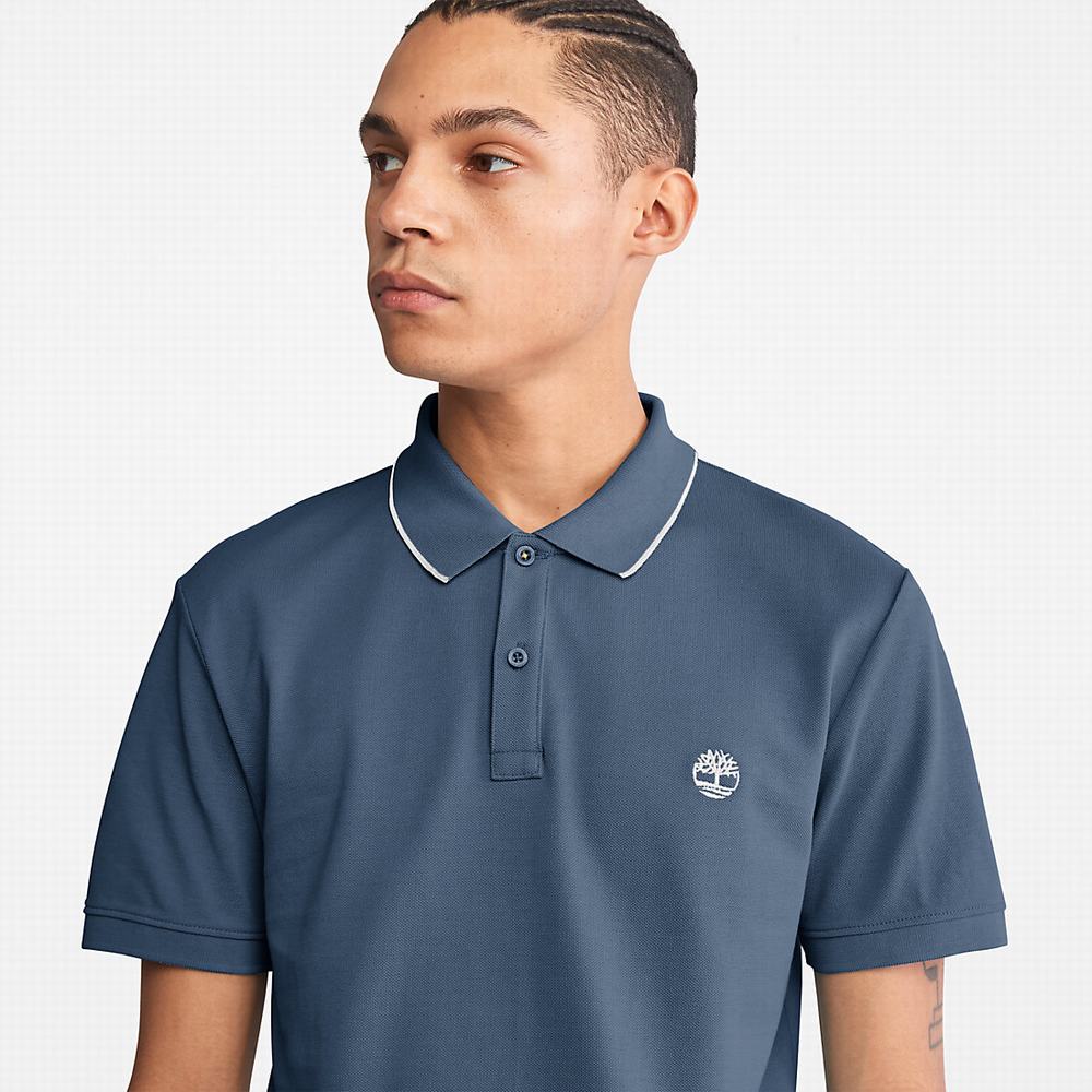 Pánské Polo Triko Timberland Millers River Print-Collar Tmavě Blankyt | TI26047-648
