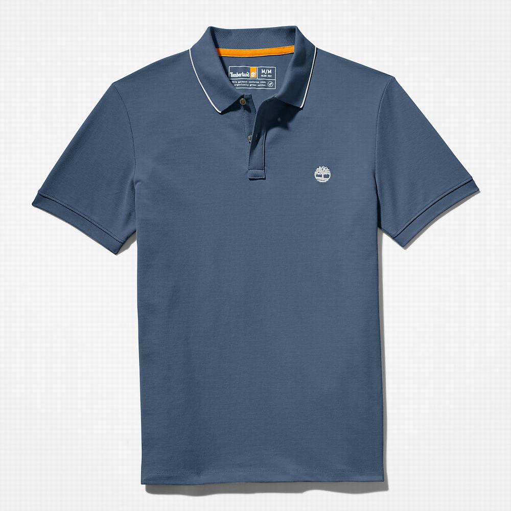 Pánské Polo Triko Timberland Millers River Print-Collar Tmavě Blankyt | TI26047-648
