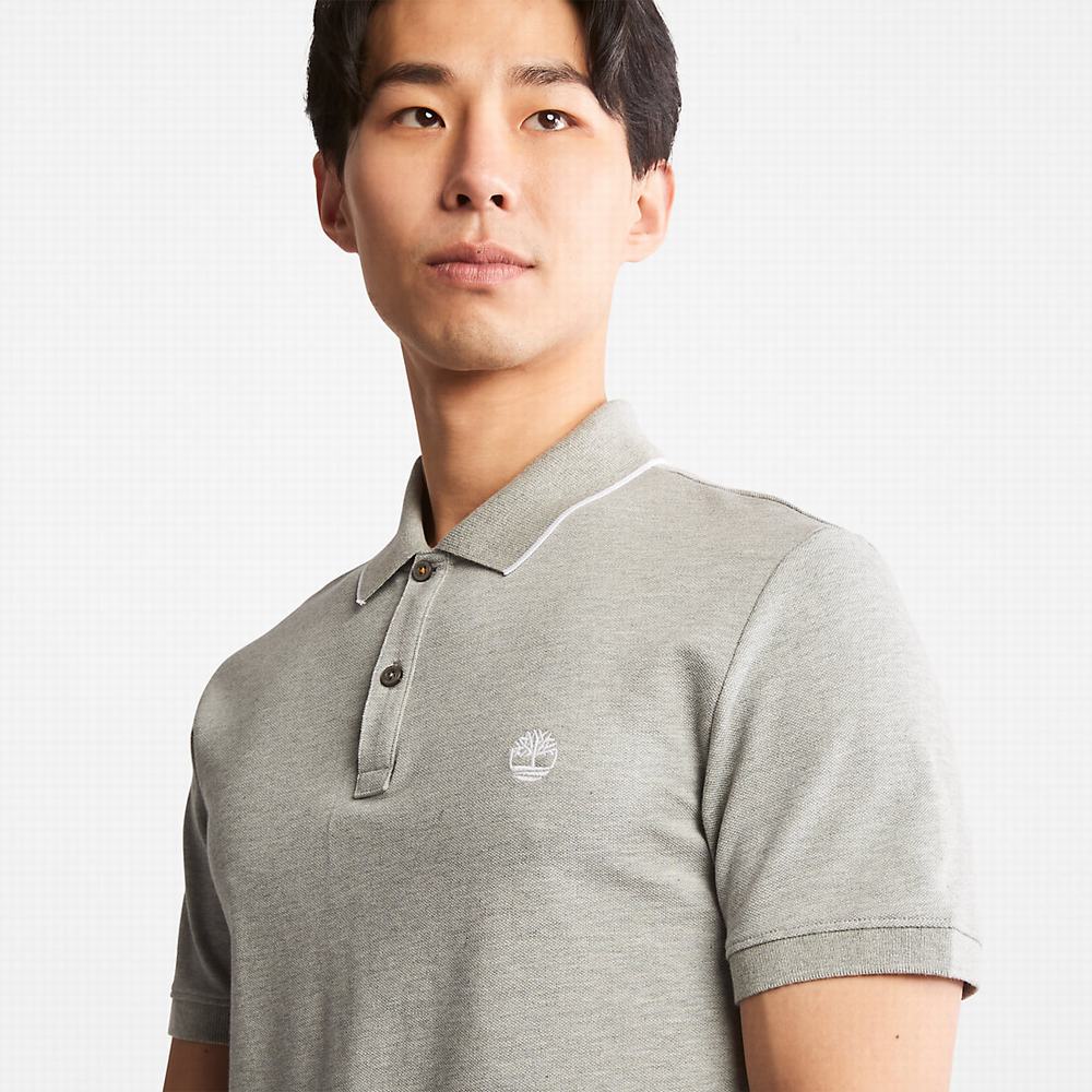 Pánské Polo Triko Timberland Millers River Print-Collar Šedé | TI43752-462