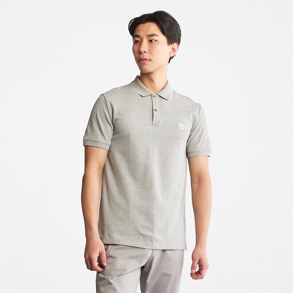 Pánské Polo Triko Timberland Millers River Print-Collar Šedé | TI43752-462