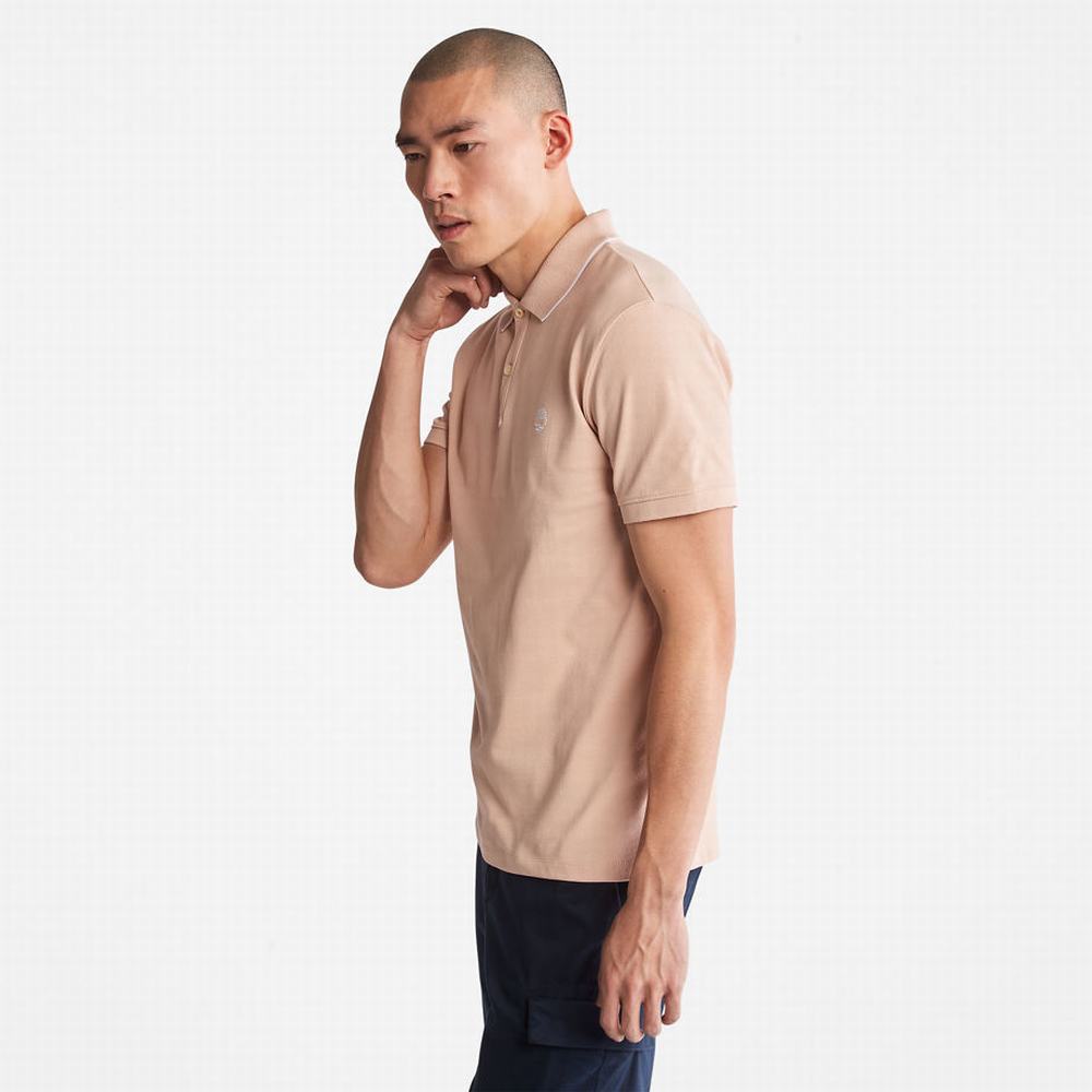 Pánské Polo Triko Timberland Millers River Print-Collar Světle Růžové | TI65120-650