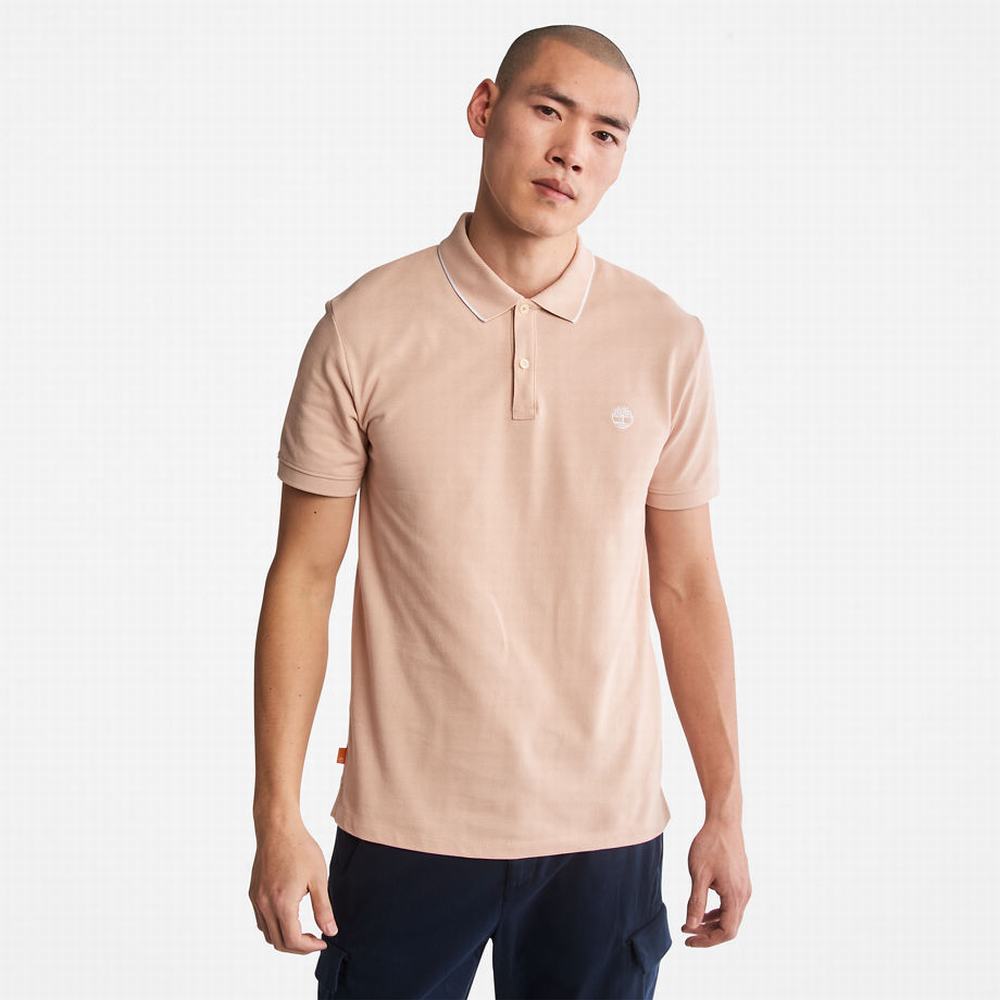 Pánské Polo Triko Timberland Millers River Print-Collar Světle Růžové | TI65120-650