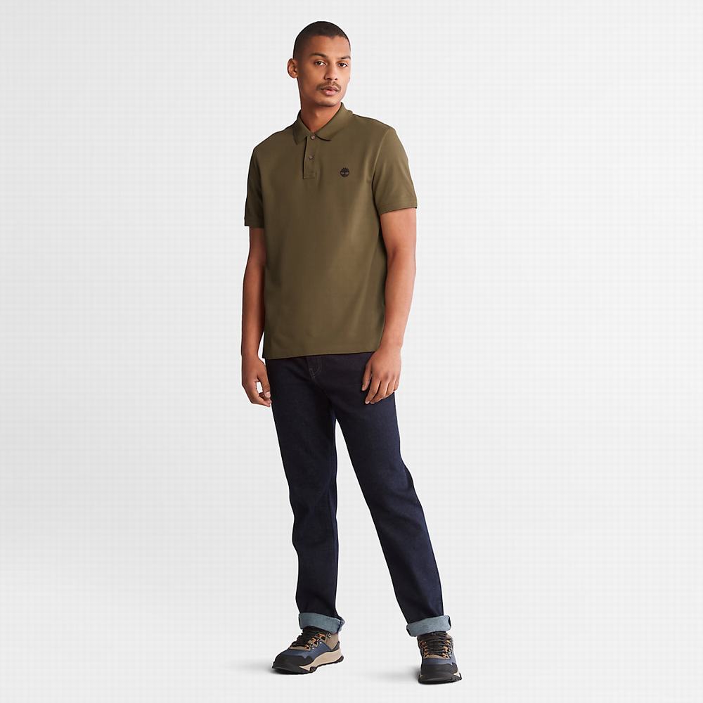 Pánské Polo Triko Timberland Millers River Pique Tmavě Zelene | TI67019-073