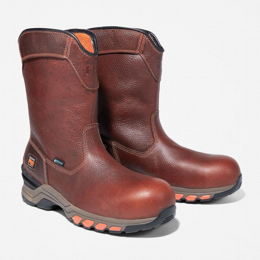 Pánské Pracovní Boty Timberland Hypercharge Pull On Composite Špicí Waterproof Hnědé | TI94375-189