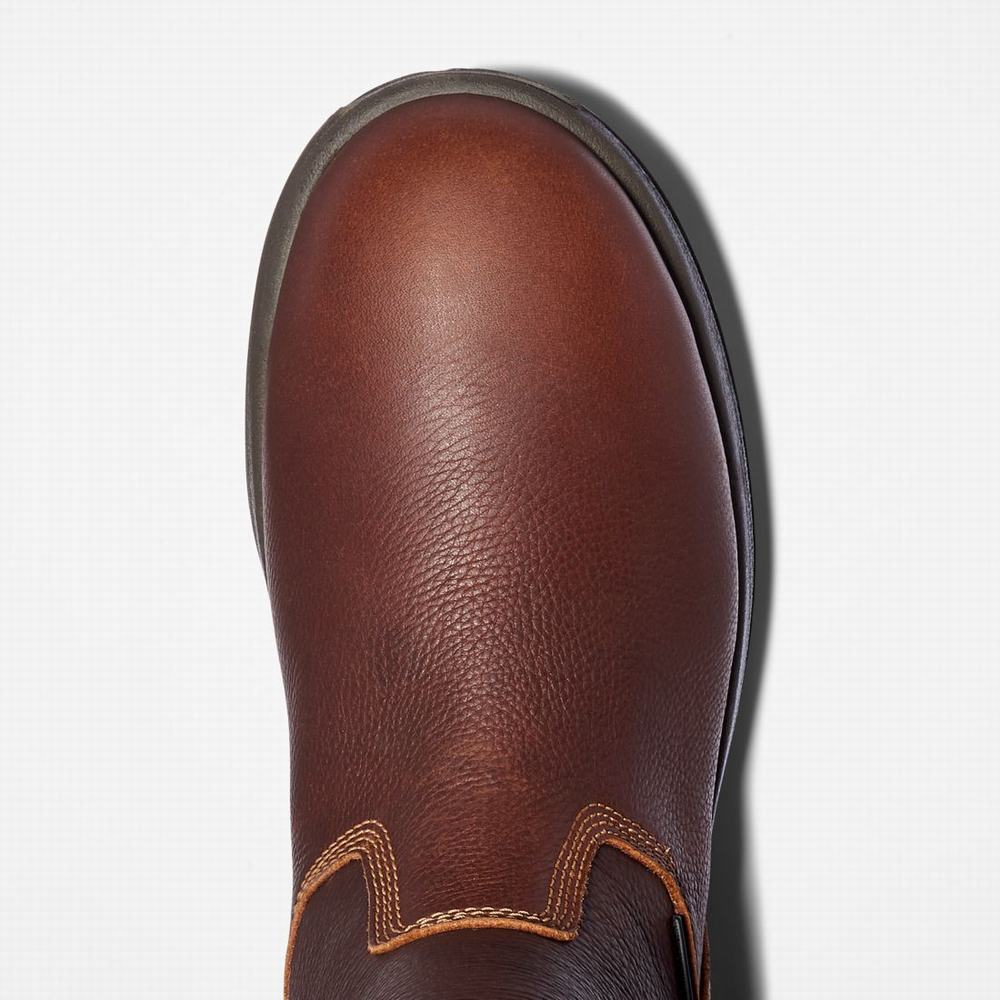 Pánské Pracovní Boty Timberland PRO® Helix HD Pull On Waterproof Červené Hnědé | TI12486-745