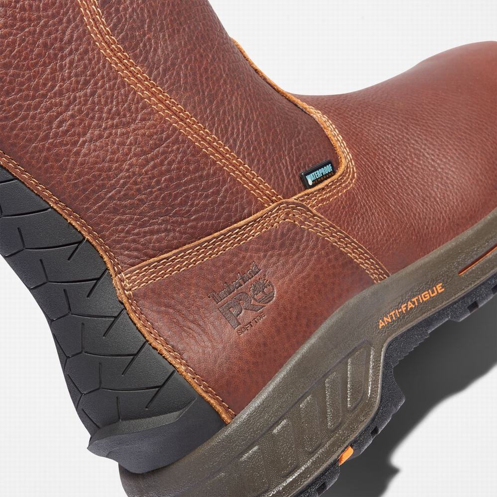 Pánské Pracovní Boty Timberland PRO® Helix HD Pull On Waterproof Červené Hnědé | TI12486-745