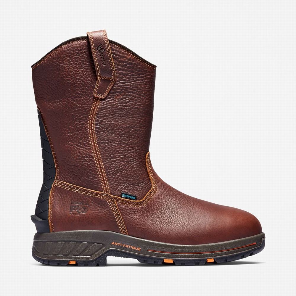 Pánské Pracovní Boty Timberland PRO® Helix HD Pull On Waterproof Červené Hnědé | TI12486-745