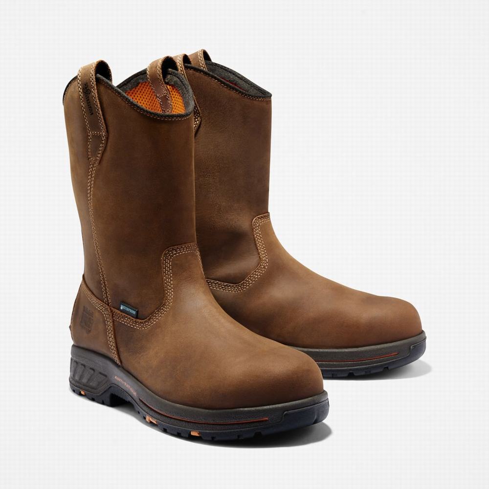 Pánské Pracovní Boty Timberland PRO® Helix HD Pull On Composite Špicí Waterproof Hnědé | TI40196-384