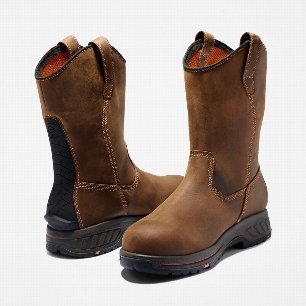 Pánské Pracovní Boty Timberland PRO® Helix HD Pull On Composite Špicí Waterproof Hnědé | TI40196-384