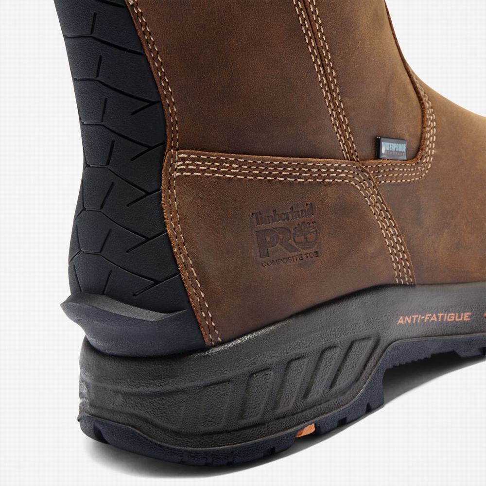 Pánské Pracovní Boty Timberland PRO® Helix HD Pull On Composite Špicí Waterproof Hnědé | TI40196-384