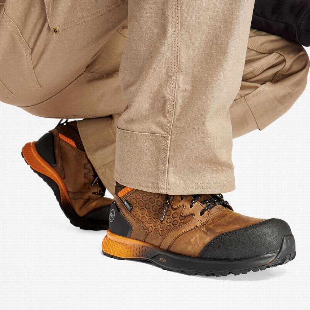 Pánské Pracovní Boty Timberland Reaxion Composite Špicí Waterproof Pracovní Sneaker Hnědé Oranžové | TI81023-068
