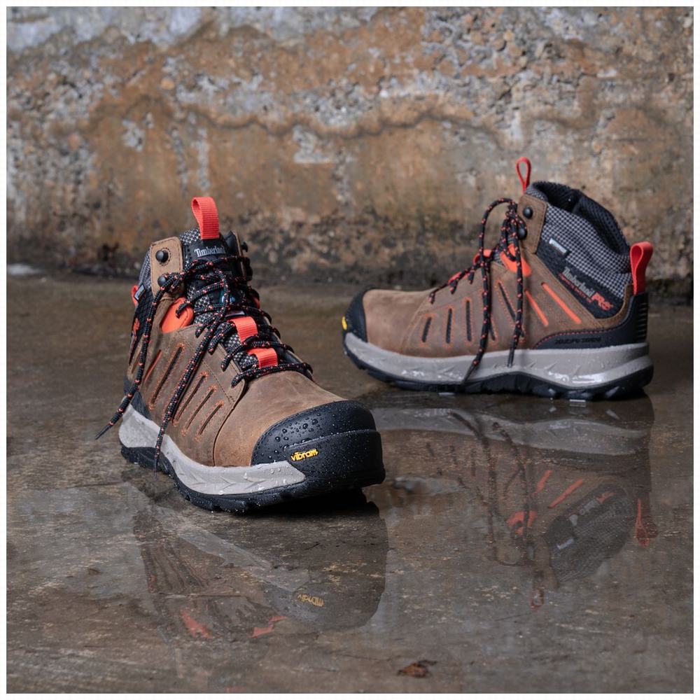 Pánské Pracovní Boty Timberland Trailwind Waterproof Comp-Špicí Hnědé Červené | TI86193-491