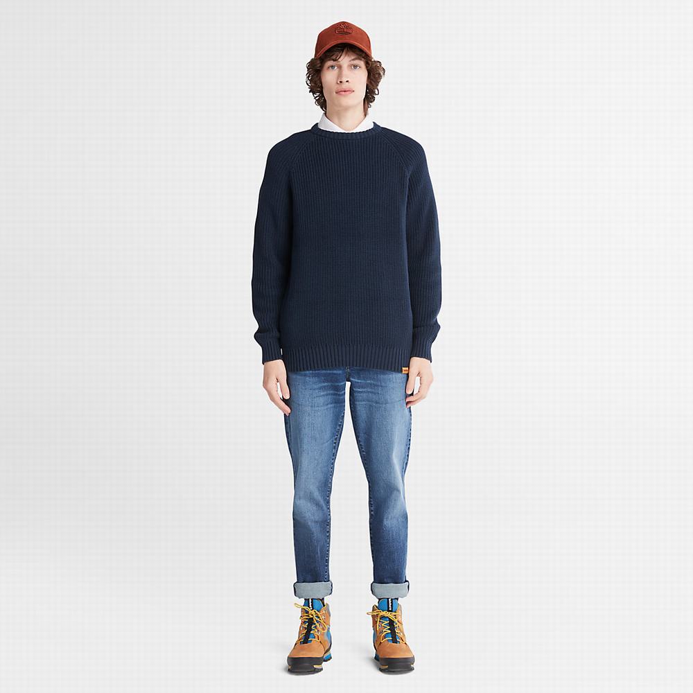 Pánské Svetry Timberland Beards Brook Crew-Neck Tmavě Blankyt | TI26958-805