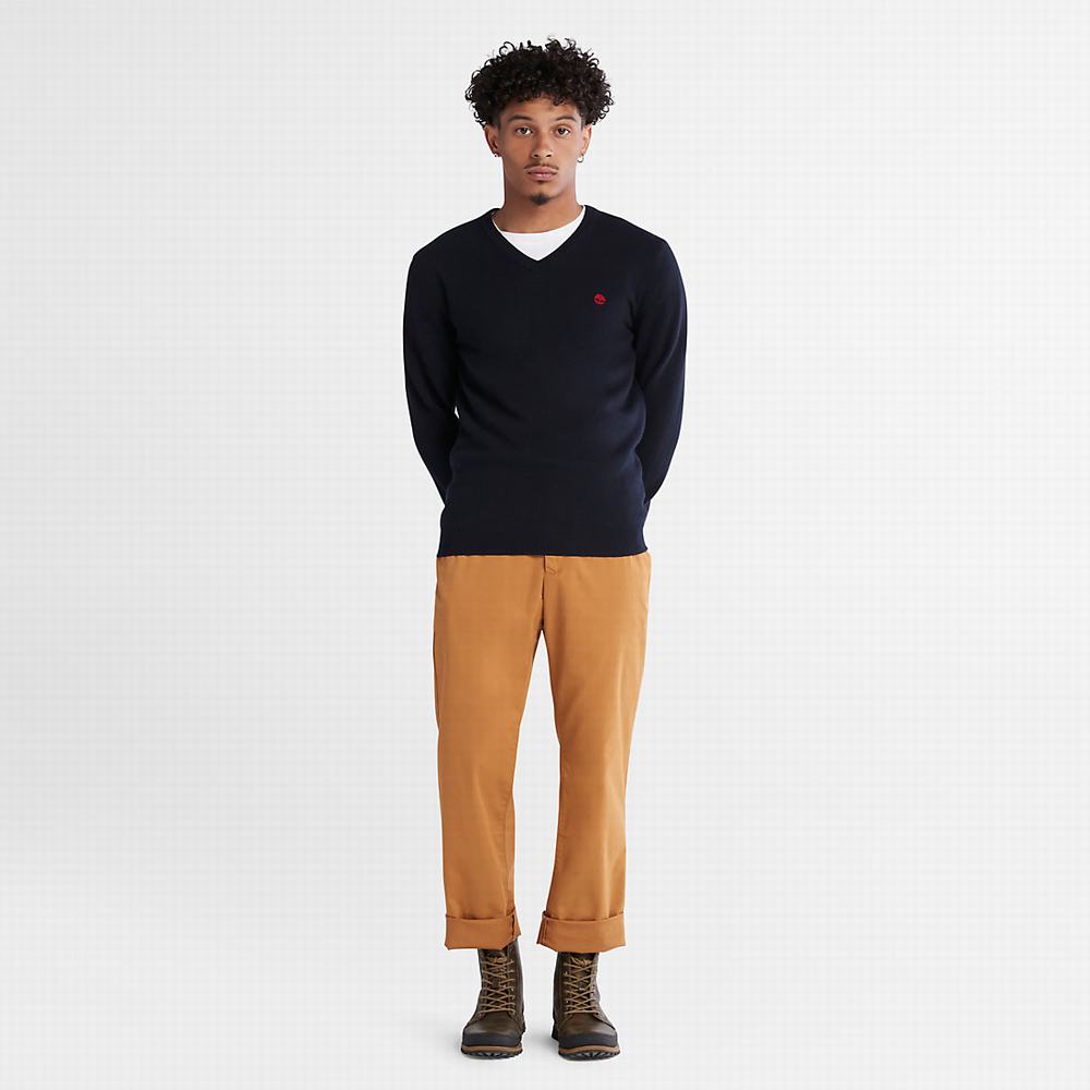 Pánské Svetry Timberland Cohas Brook V-Neck Tmavě Blankyt | TI73208-513