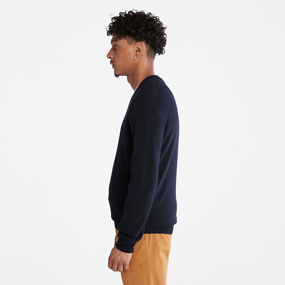 Pánské Svetry Timberland Cohas Brook V-Neck Tmavě Blankyt | TI73208-513