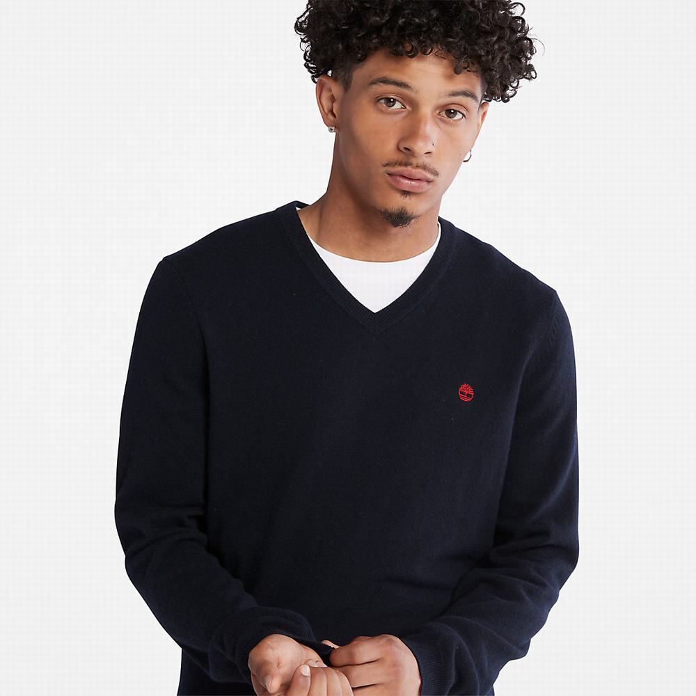 Pánské Svetry Timberland Cohas Brook V-Neck Tmavě Blankyt | TI73208-513
