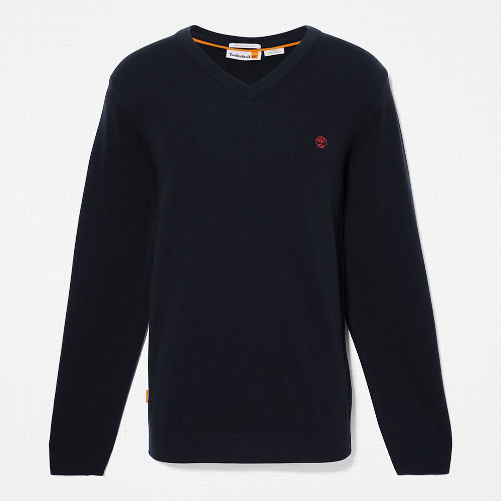 Pánské Svetry Timberland Cohas Brook V-Neck Tmavě Blankyt | TI73208-513