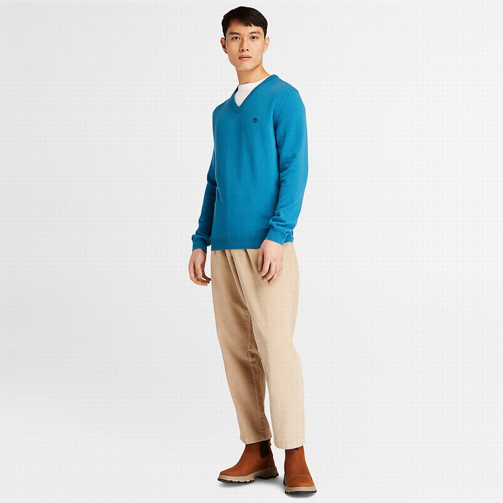 Pánské Svetry Timberland Cohas Brook V-Neck Blankyt | TI73950-524