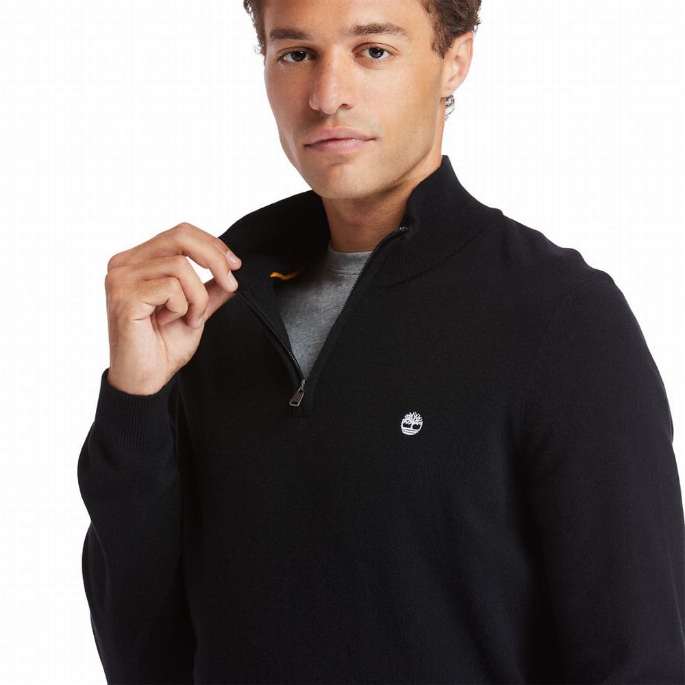Pánské Svetry Timberland Cohas Brook Zip-neck Černé | TI28053-029