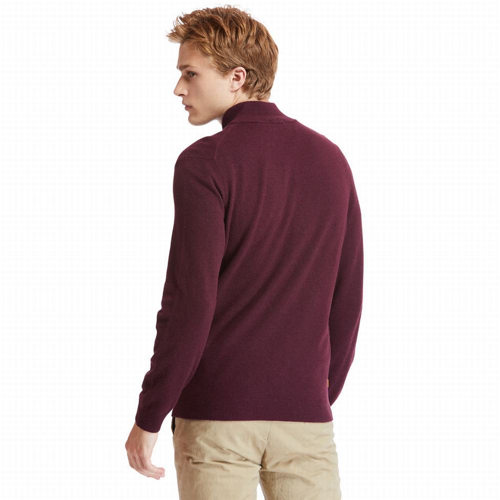 Pánské Svetry Timberland Cohas Brook Zip-neck Vínové | TI46978-679
