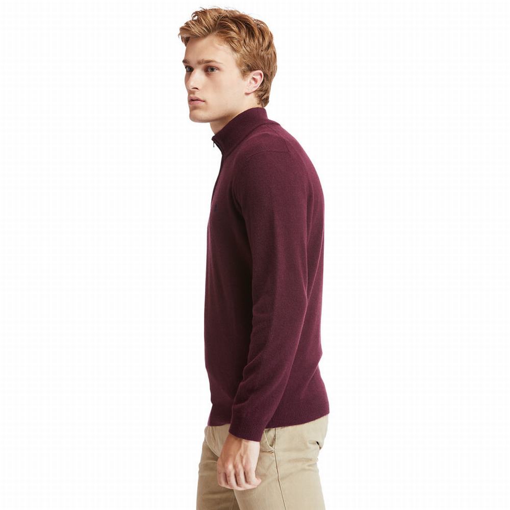 Pánské Svetry Timberland Cohas Brook Zip-neck Vínové | TI46978-679