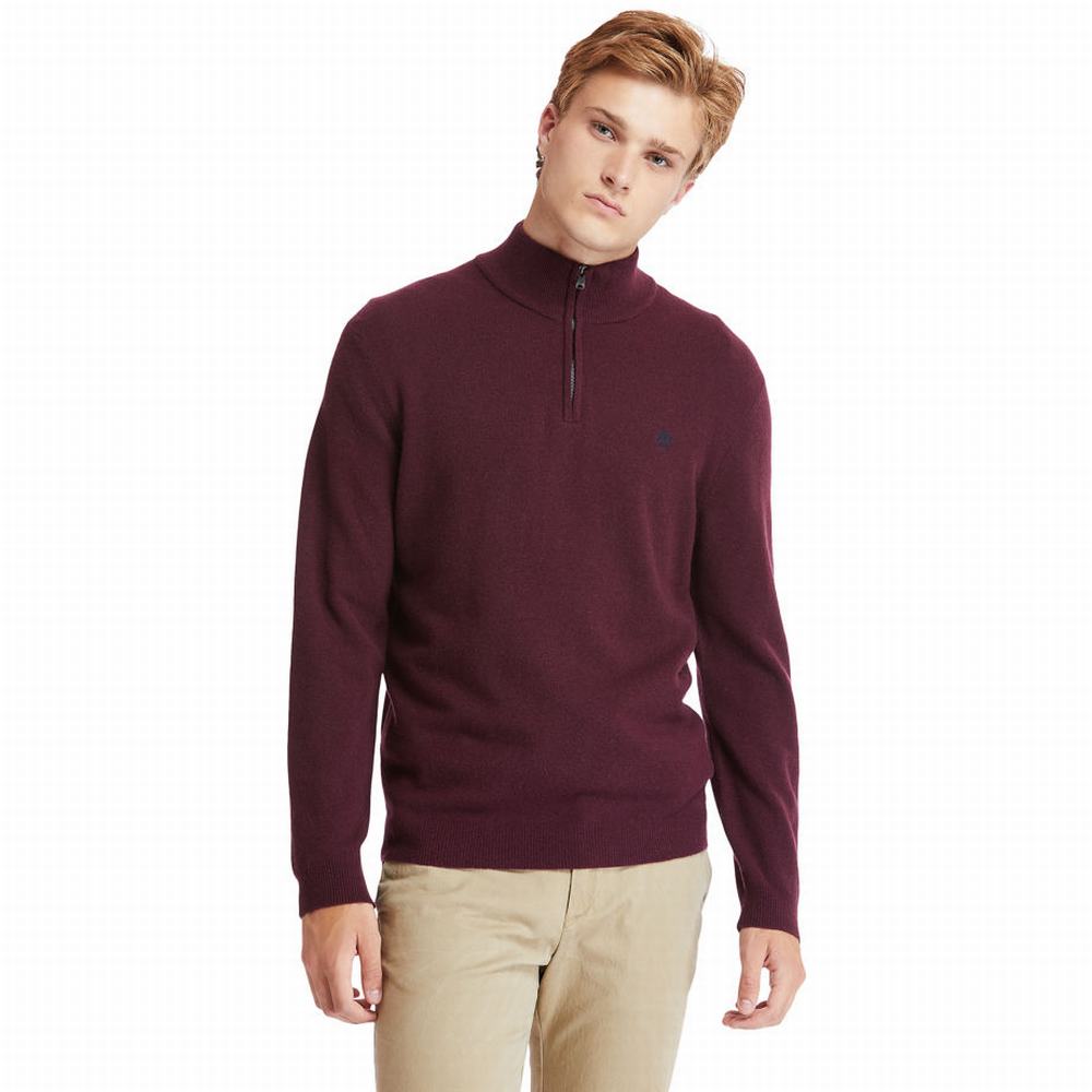 Pánské Svetry Timberland Cohas Brook Zip-neck Vínové | TI46978-679