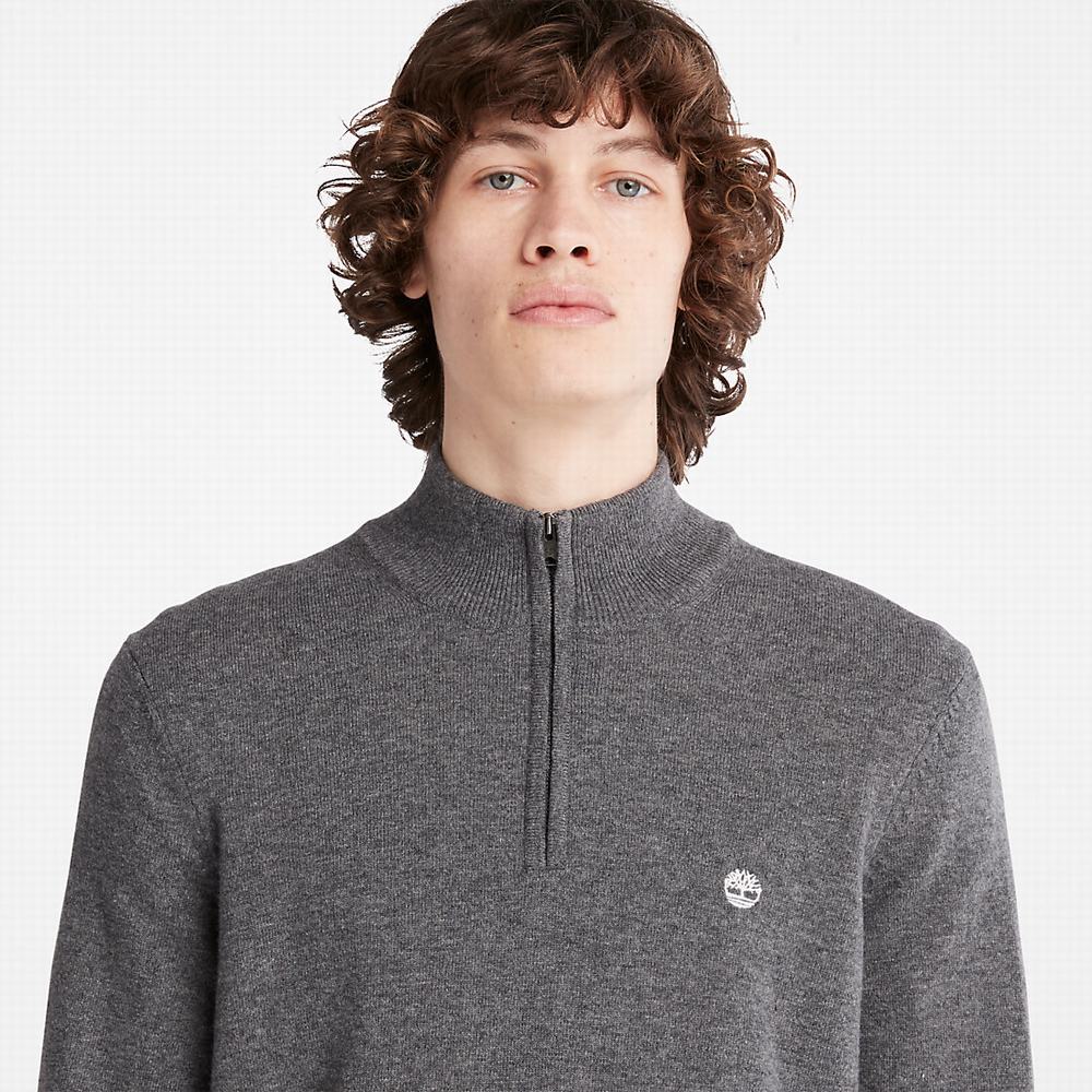 Pánské Svetry Timberland Cohas Brook Zip-neck Tmavě Šedé | TI67549-937