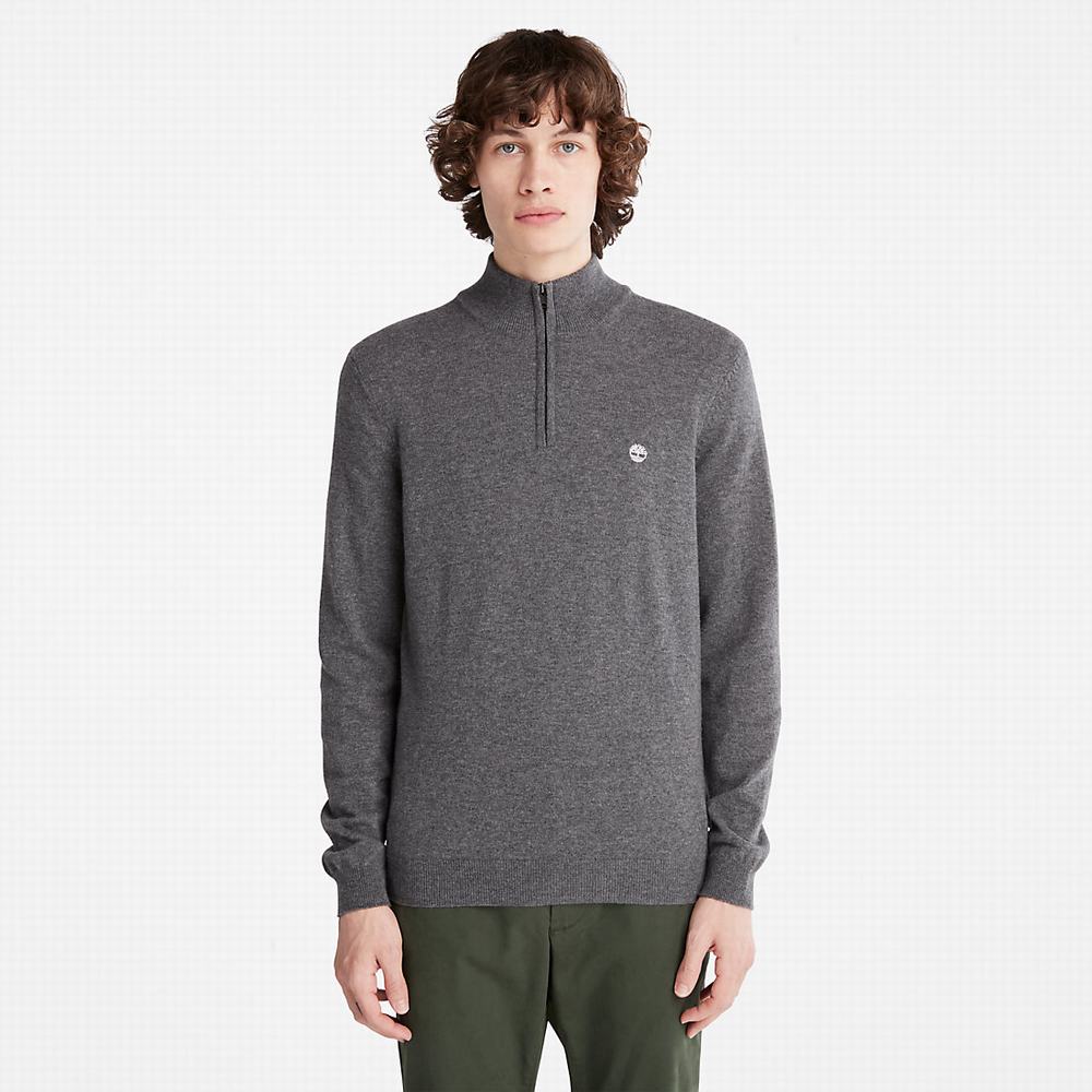 Pánské Svetry Timberland Cohas Brook Zip-neck Tmavě Šedé | TI67549-937