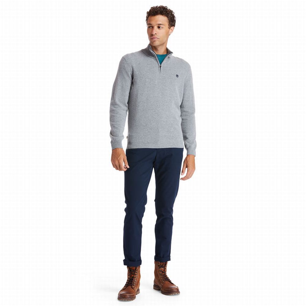 Pánské Svetry Timberland Cohas Brook Zip-neck Šedé | TI81293-728