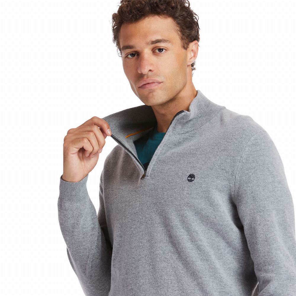 Pánské Svetry Timberland Cohas Brook Zip-neck Šedé | TI81293-728