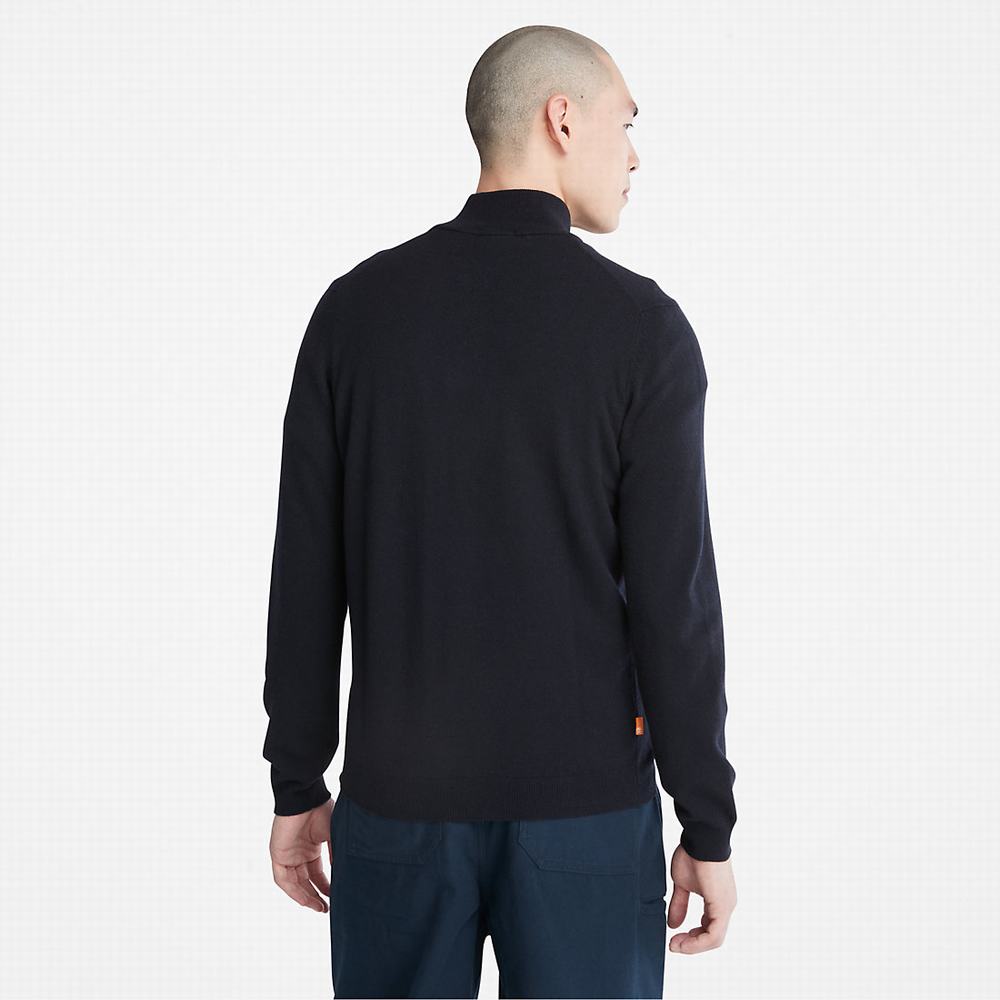 Pánské Svetry Timberland Cohas Brook Zip-neck Tmavě Blankyt | TI91584-691