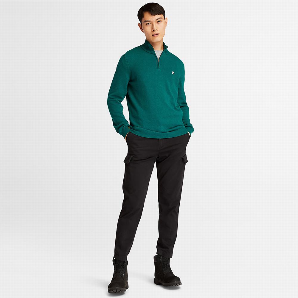 Pánské Svetry Timberland Cohas Brook Zip-neck Zelene | TI95861-057