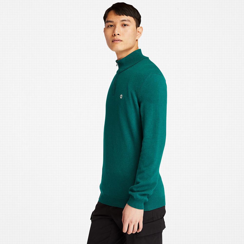 Pánské Svetry Timberland Cohas Brook Zip-neck Zelene | TI95861-057