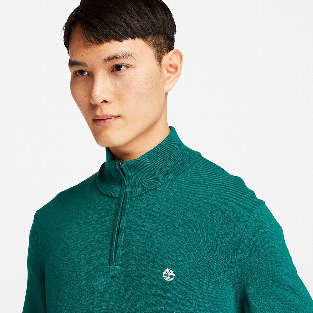 Pánské Svetry Timberland Cohas Brook Zip-neck Zelene | TI95861-057
