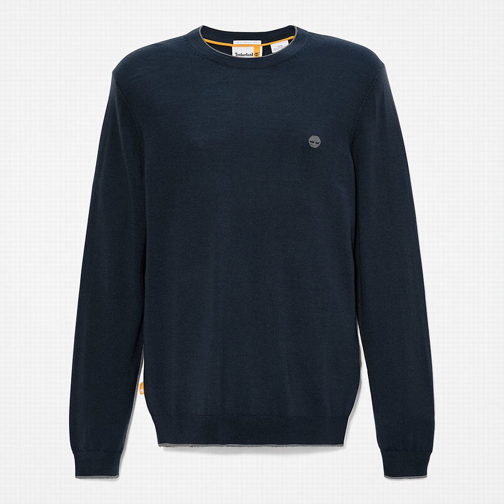 Pánské Svetry Timberland Nissitissit River Merino Vlna Tmavě Blankyt | TI56498-860